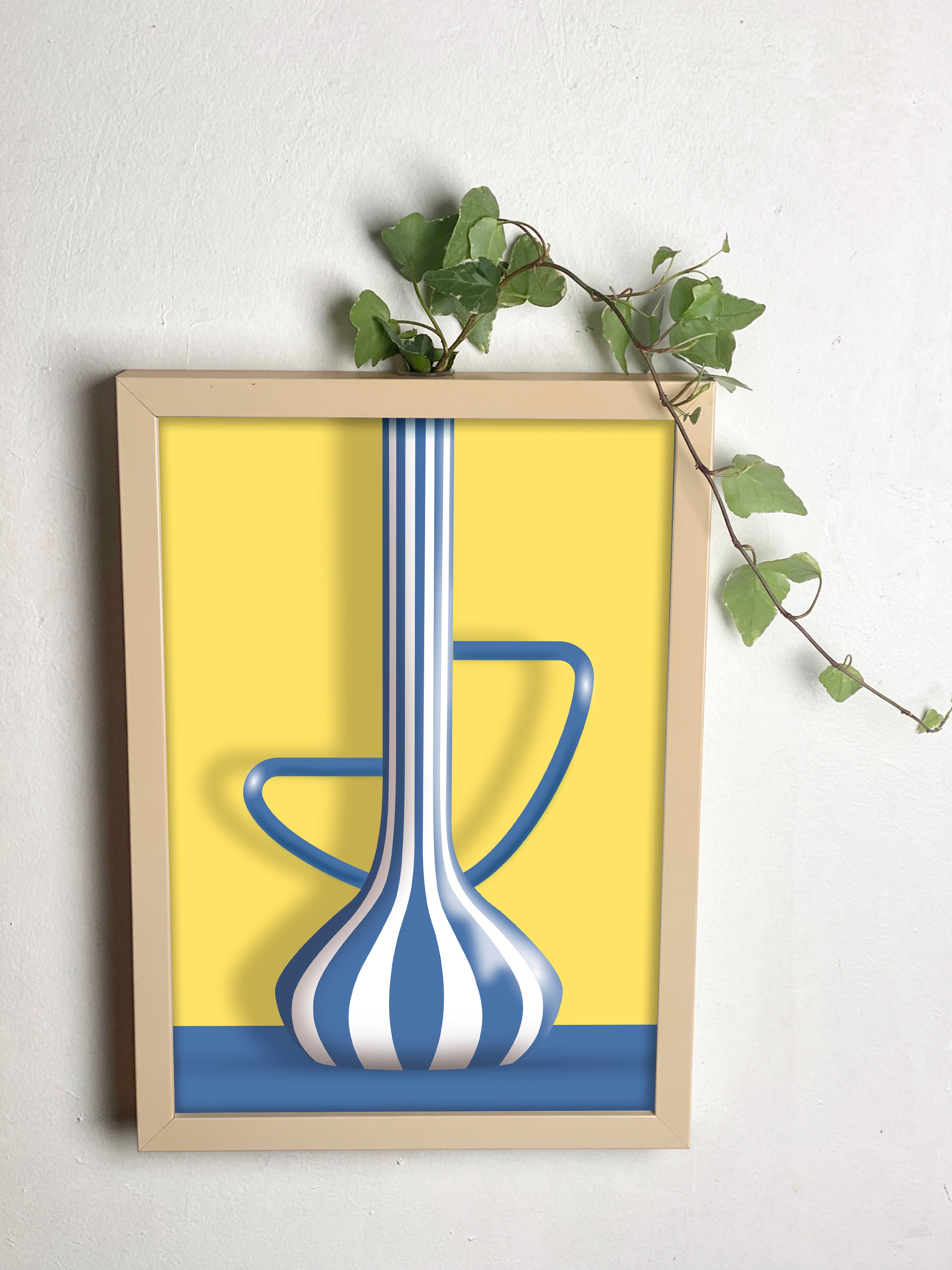 Abracadavase-cadre vase bleu A4