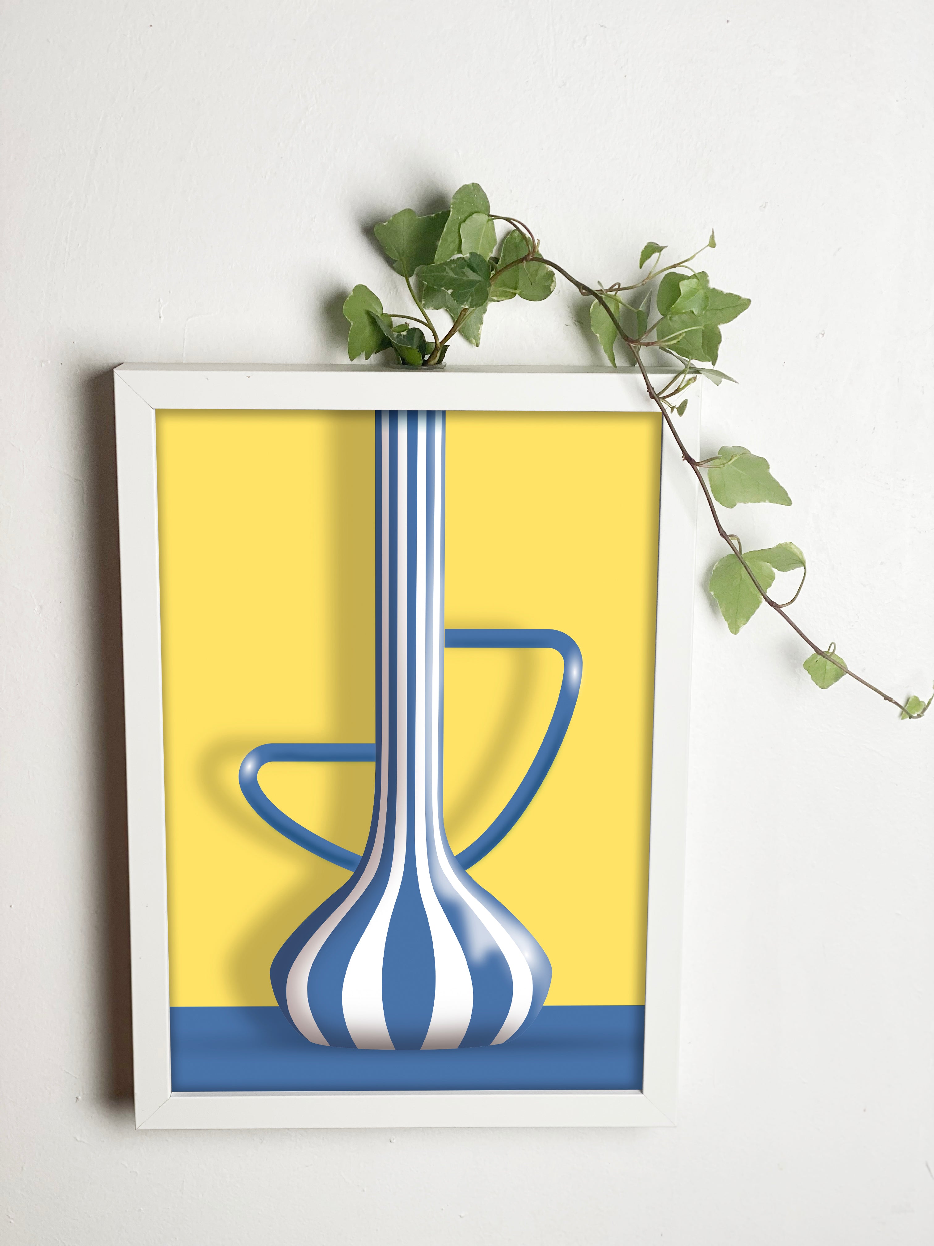 Abracadavase-cadre vase bleu A4